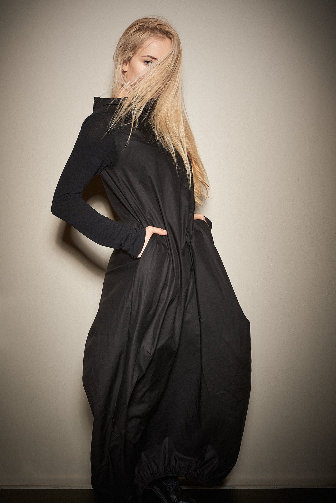 Black Cotton Sleeveless Dress XL - 1X