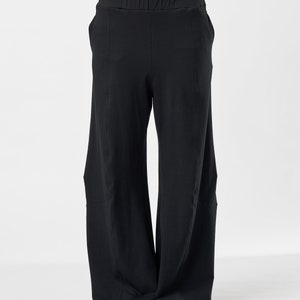 Wide-Leg Pants With Pockets / Black Loose Pants / Cotton trousers / Black Trousers / Loose Cotton Pants / PWLP21BLK image 5