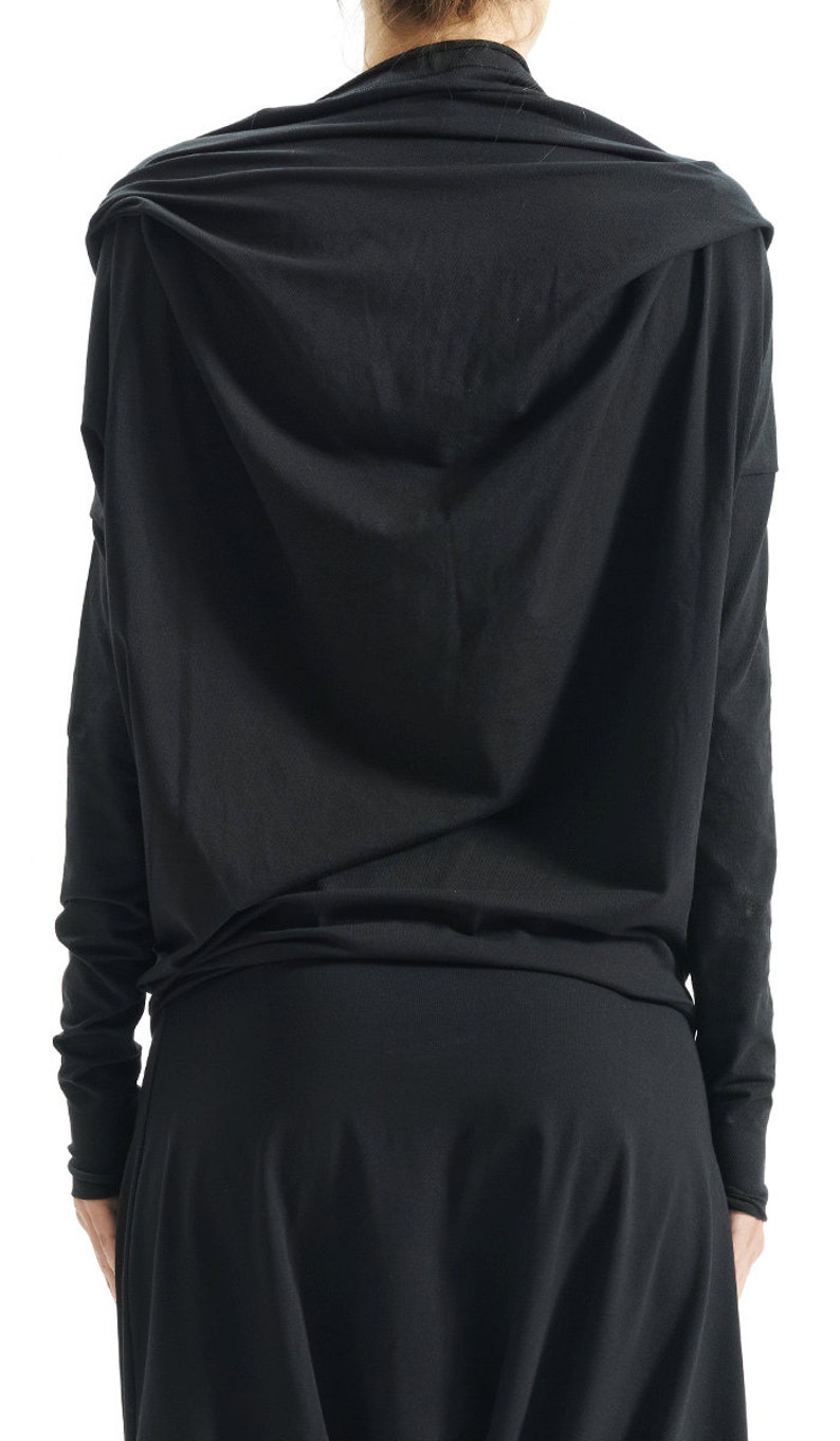 Black Asymmetrical Top / Oversized Top / Black Top / Loose Black Blouse / Urban Clothing / Blouse by AryaSense / TPRD12BL image 4