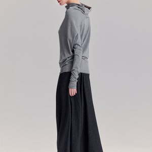 Heather Gray Top/ Oversized Long Sleeved Blouse/ Gray Bat Top/ Loose Top by Arya Sense/ BATD14LG image 2