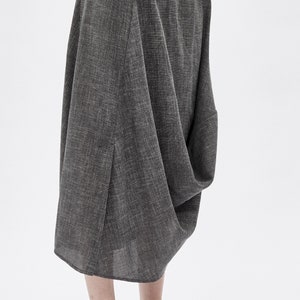 Heather Grey Drape Wool Skirt / Elegant Wool Skirt / Extravagant Drape Skirt / Casual Heather Grey Skirt / Loose Wool Skirt / 6DRPGR17 image 4