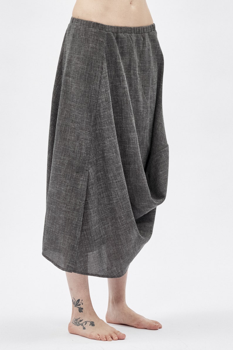 Heather Grey Drape Wool Skirt / Elegant Wool Skirt / Extravagant Drape Skirt / Casual Heather Grey Skirt / Loose Wool Skirt / 6DRPGR17 image 4