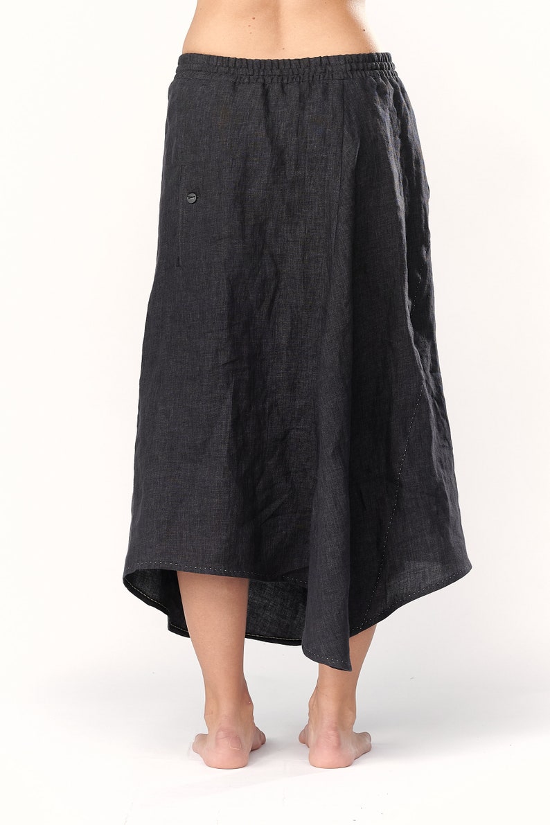 Charcoal Linen Asymmetrical Skirt / SLLSM20CHR image 6