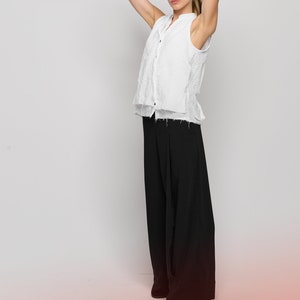 Pleated Pants WIth Pockets /Wide-leg Pants / Loose Trousers / Women's Loose Bottoms by AryaSense / PLWL23BLK image 2