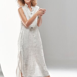 Linen Dress With Buttons / Loose Dress With Pockets / Sleeveless Dress / Minimalist Dress / Extravagant Dress AryaSense DSL21SN image 9