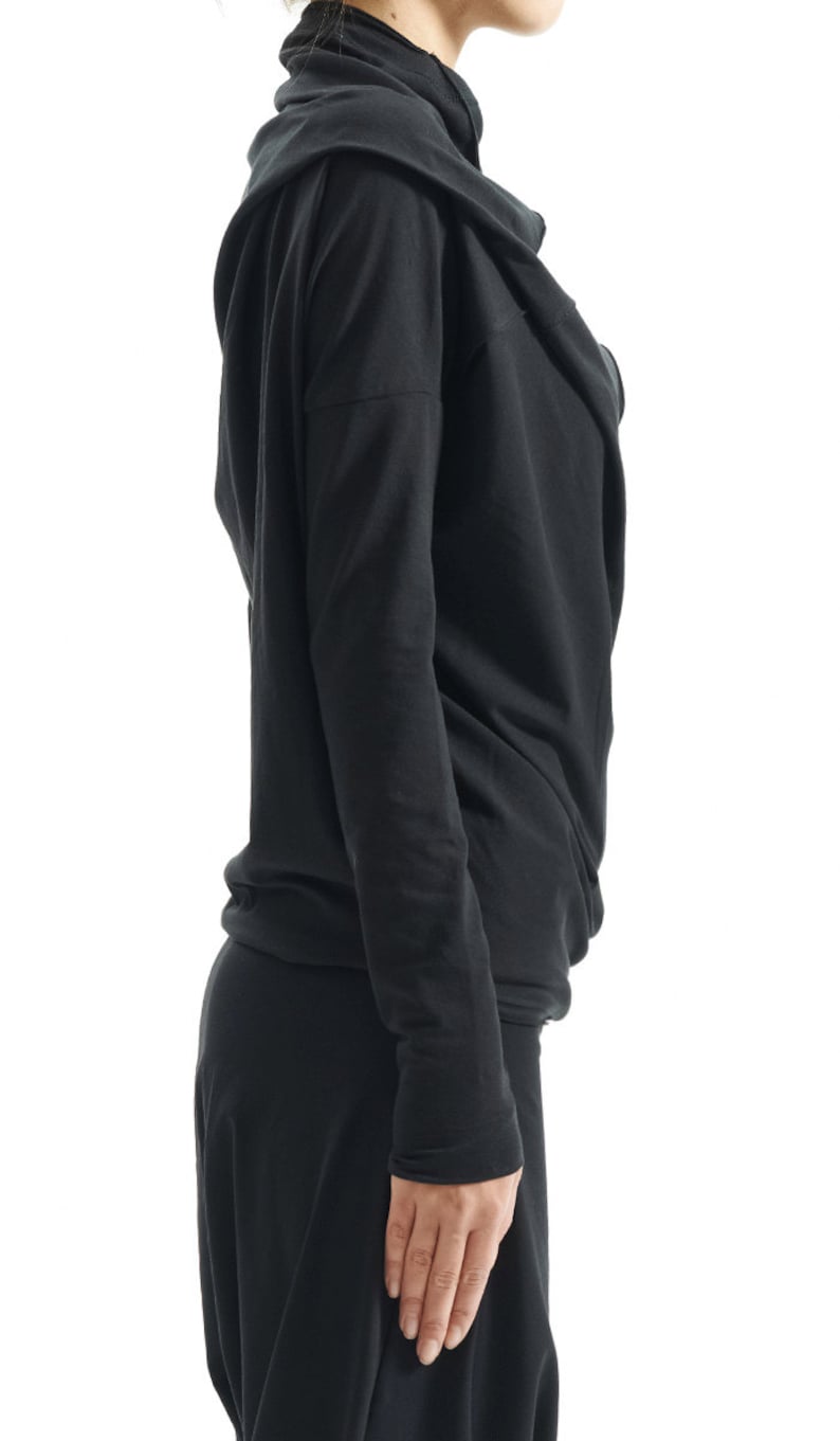 Black Asymmetrical Top / Oversized Top / Black Top / Loose Black Blouse / Urban Clothing / Blouse by AryaSense / TPRD12BL image 6