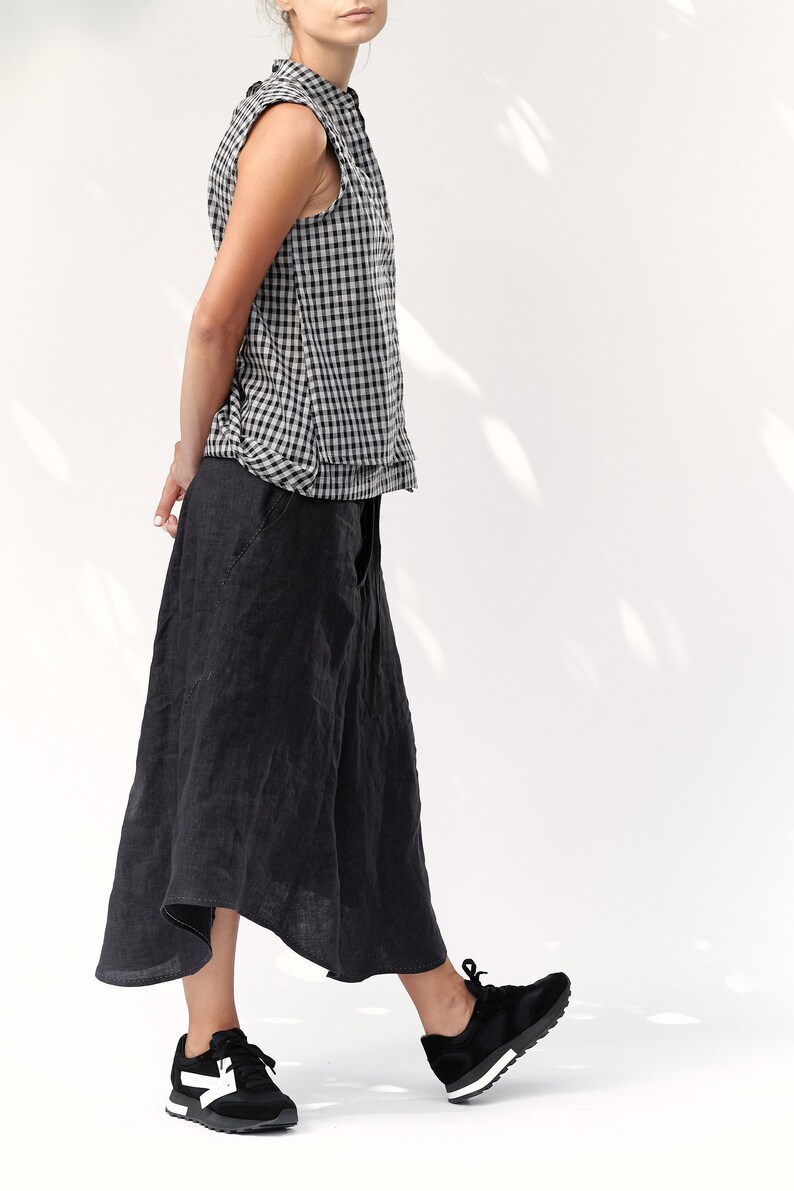 Charcoal Linen Asymmetrical Skirt / SLLSM20CHR image 2