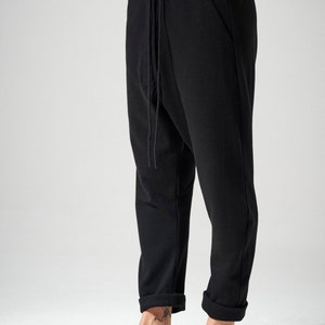 Cotton Pants / Drop Crotch Pants / Black Casual Pants / Cropped Pants / Loose Pants / Pants by Arya Sense PCC21BLK image 8