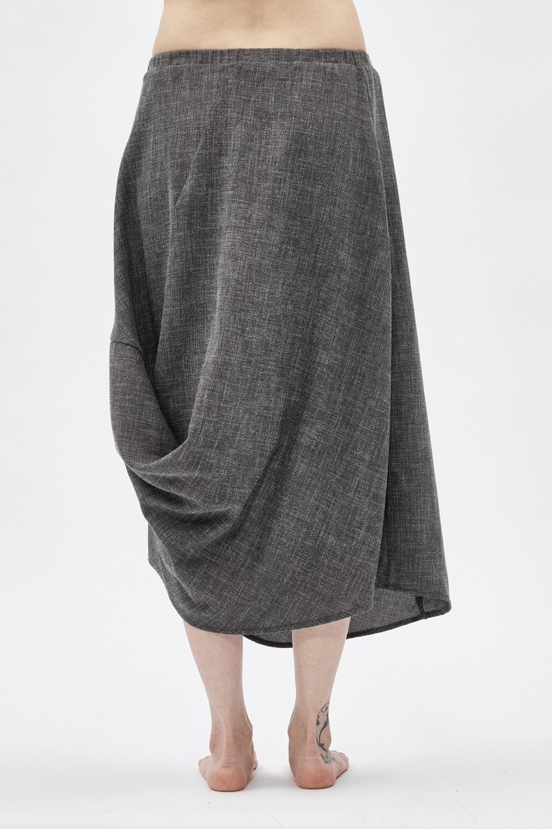 Heather Grey Drape Wool Skirt / Elegant Wool Skirt / Extravagant Drape Skirt / Casual Heather Grey Skirt / Loose Wool Skirt / 6DRPGR17 image 5