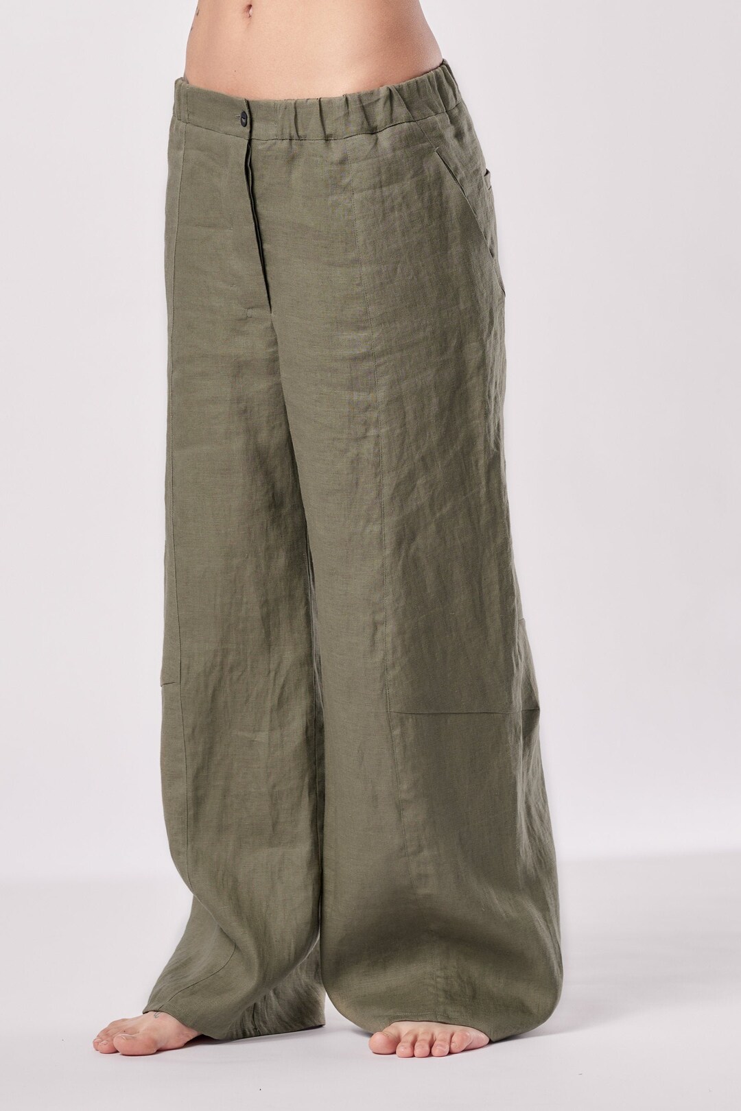 Linen Pants Military Green Linen Trousers Stylish Loose Bottom Pants Extravagant Linen Pants Loose Trousers Aryasense PLLP21MGN Etsy UK