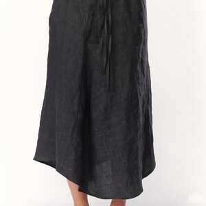 Charcoal Linen Asymmetrical Skirt / SLLSM20CHR image 8