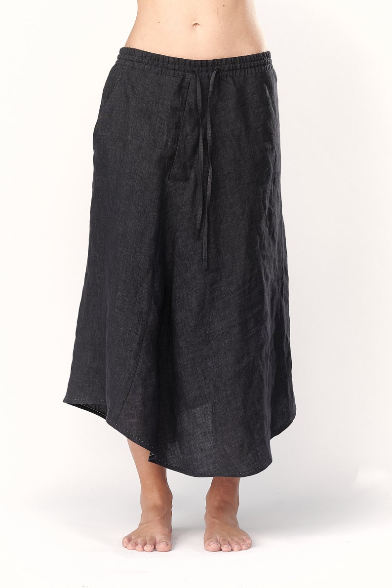 Charcoal Linen Asymmetrical Skirt / SLLSM20CHR image 8