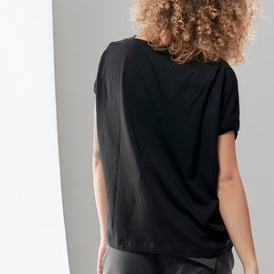 Asymmetrical Black Top / Oversized Cotton Blouse / Asymmetrical Loose Top by Arya Sense / TSVS21BLK image 6