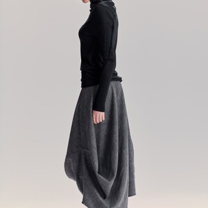 Heather Grey Drape Wool Skirt / Elegant Wool Skirt / Extravagant Drape Skirt / Casual Heather Grey Skirt / Loose Wool Skirt / 6DRPGR17 image 2