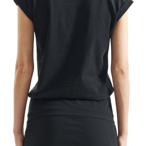 Arya Black Yoga Tunic Top / Capped Sleeves Top / Yoga Clothes / Yoga Tunic / Summer Top / Black Dress / Casual Blouse AryaSense TTY14BLK image 2