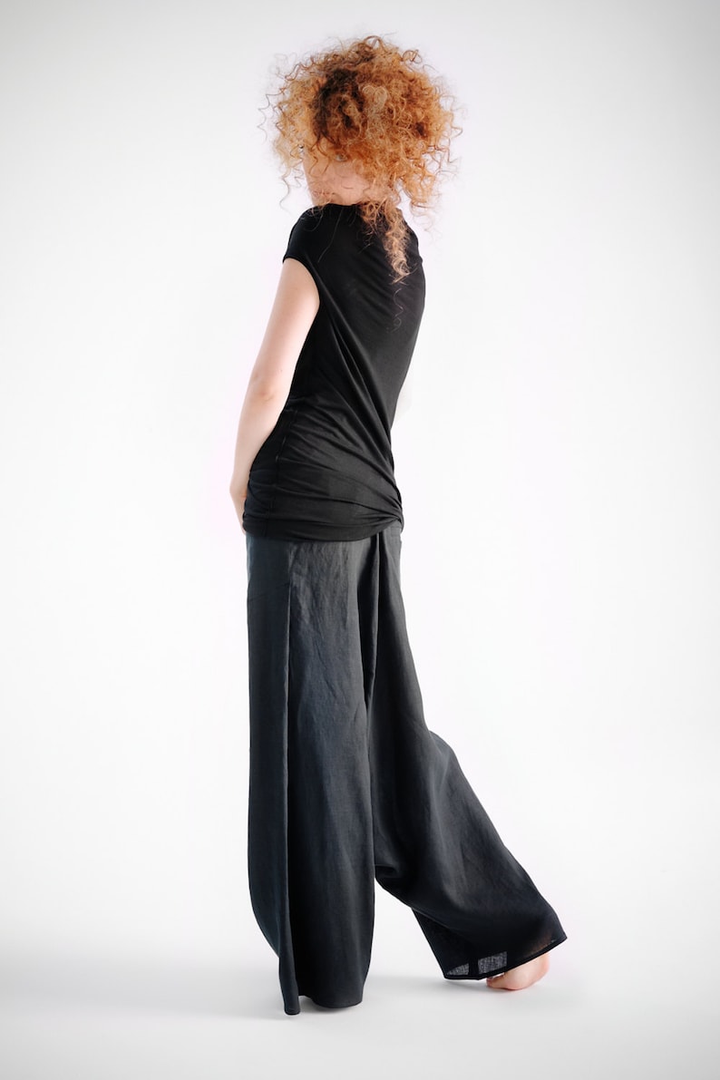 Twisted Black Blouse / Minimalist Short Sleeved Blouse / Modern Black Top / Asymmetrical Blouse by AryaSense / TDBLK15BL image 2