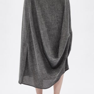 Heather Grey Drape Wool Skirt / Elegant Wool Skirt / Extravagant Drape Skirt / Casual Heather Grey Skirt / Loose Wool Skirt / 6DRPGR17 image 3