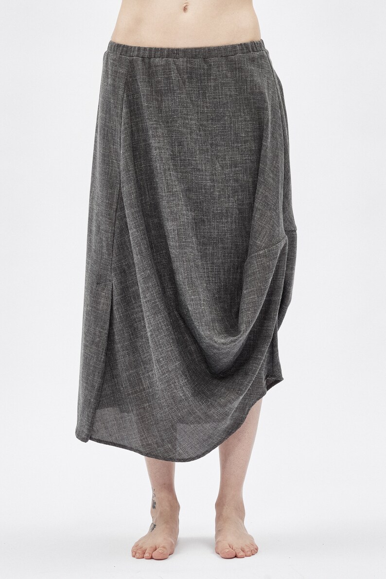Heather Grey Drape Wool Skirt / Elegant Wool Skirt / Extravagant Drape Skirt / Casual Heather Grey Skirt / Loose Wool Skirt / 6DRPGR17 image 3