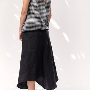 Charcoal Linen Asymmetrical Skirt / SLLSM20CHR image 5