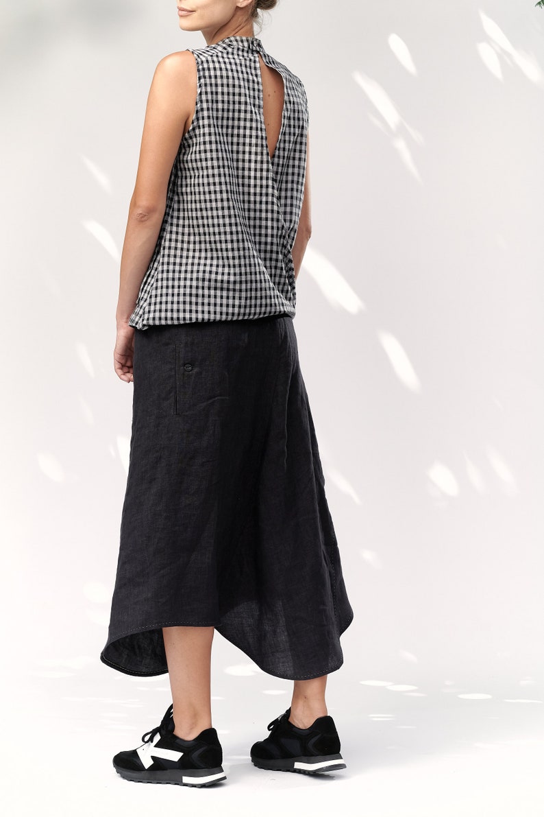 Charcoal Linen Asymmetrical Skirt / SLLSM20CHR image 5