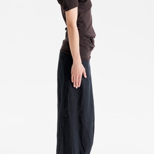 Casual Dark Brown Top/ Short Sleeved Draped Blouse/ Minimalist / Soft Womens Asymmetrical Top AryaSense/ TDRK14DBR image 4