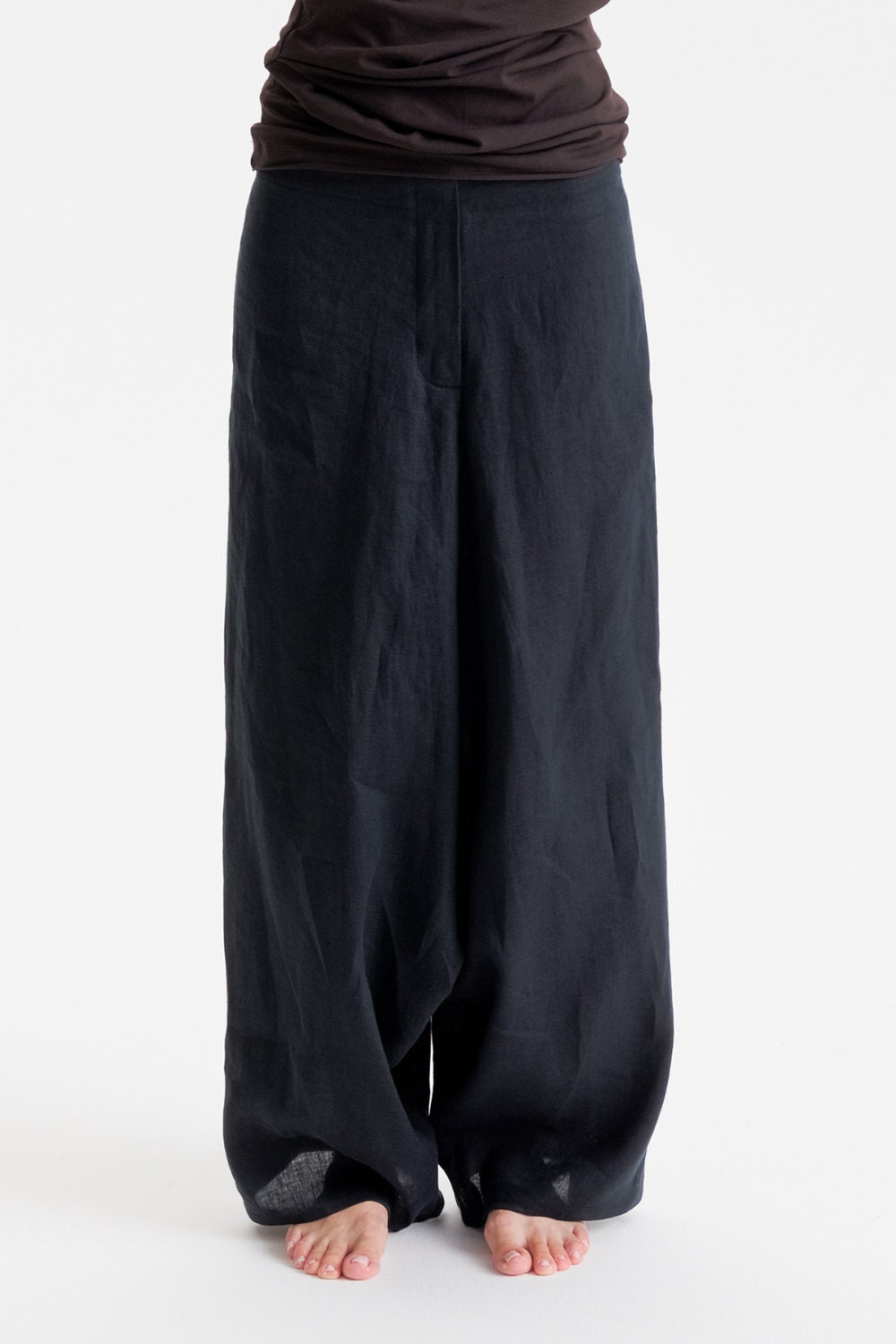 Black Linen Pants / Extravagant Drop Crotch Black Pants / - Etsy Denmark