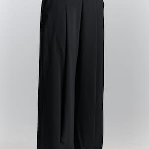 Pleated Pants WIth Pockets /Wide-leg Pants / Loose Trousers / Women's Loose Bottoms by AryaSense / PLWL23BLK image 7