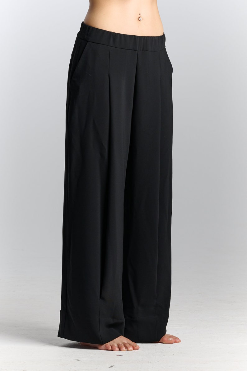 Pleated Pants WIth Pockets /Wide-leg Pants / Loose Trousers / Women's Loose Bottoms by AryaSense / PLWL23BLK image 7