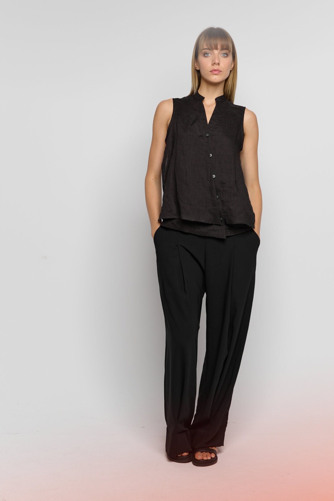 Bubble Linen Shirt - Black
