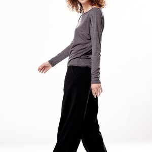 Wide-Leg Pants With Pockets / Black Loose Pants / Cotton trousers / Black Trousers / Loose Cotton Pants / PWLP21BLK image 4