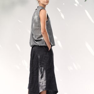 Charcoal Linen Asymmetrical Skirt / SLLSM20CHR image 4