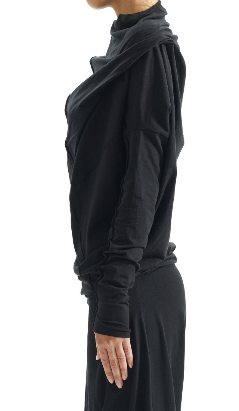 Black Asymmetrical Top / Oversized Top / Black Top / Loose Black Blouse / Urban Clothing / Blouse by AryaSense / TPRD12BL image 5