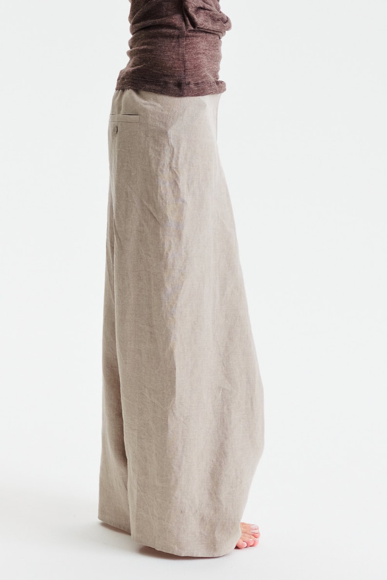 Drop Crotch Loose Pants/ Drop Crotch Extravagant Pants / Beige Linen Stylish Pants/ Linen Trousers/Stylish Harem Pants AryaSense 2SRKLBЕ14 image 5