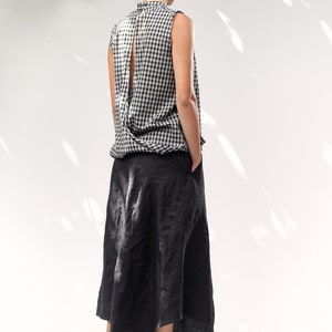 Charcoal Linen Asymmetrical Skirt / SLLSM20CHR image 3