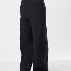 Wide-Leg Pants With Pockets / Black Loose Pants / Cotton trousers / Black Trousers / Loose Cotton Pants / PWLP21BLK image 6