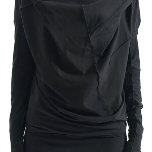 Black Asymmetrical Top / Oversized Top / Black Top / Loose Black Blouse / Urban Clothing / Blouse by AryaSense / TPRD12BL image 3