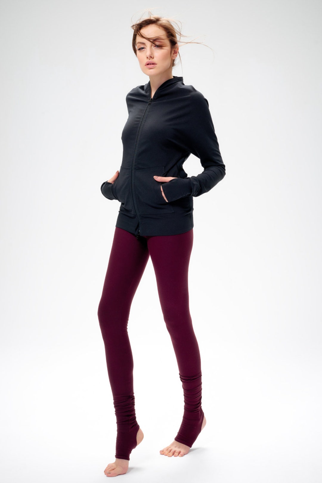 Arya Black Jacket/ Casual Yoga Jacket/ Arya Yoga Handmade Zipper Jacket