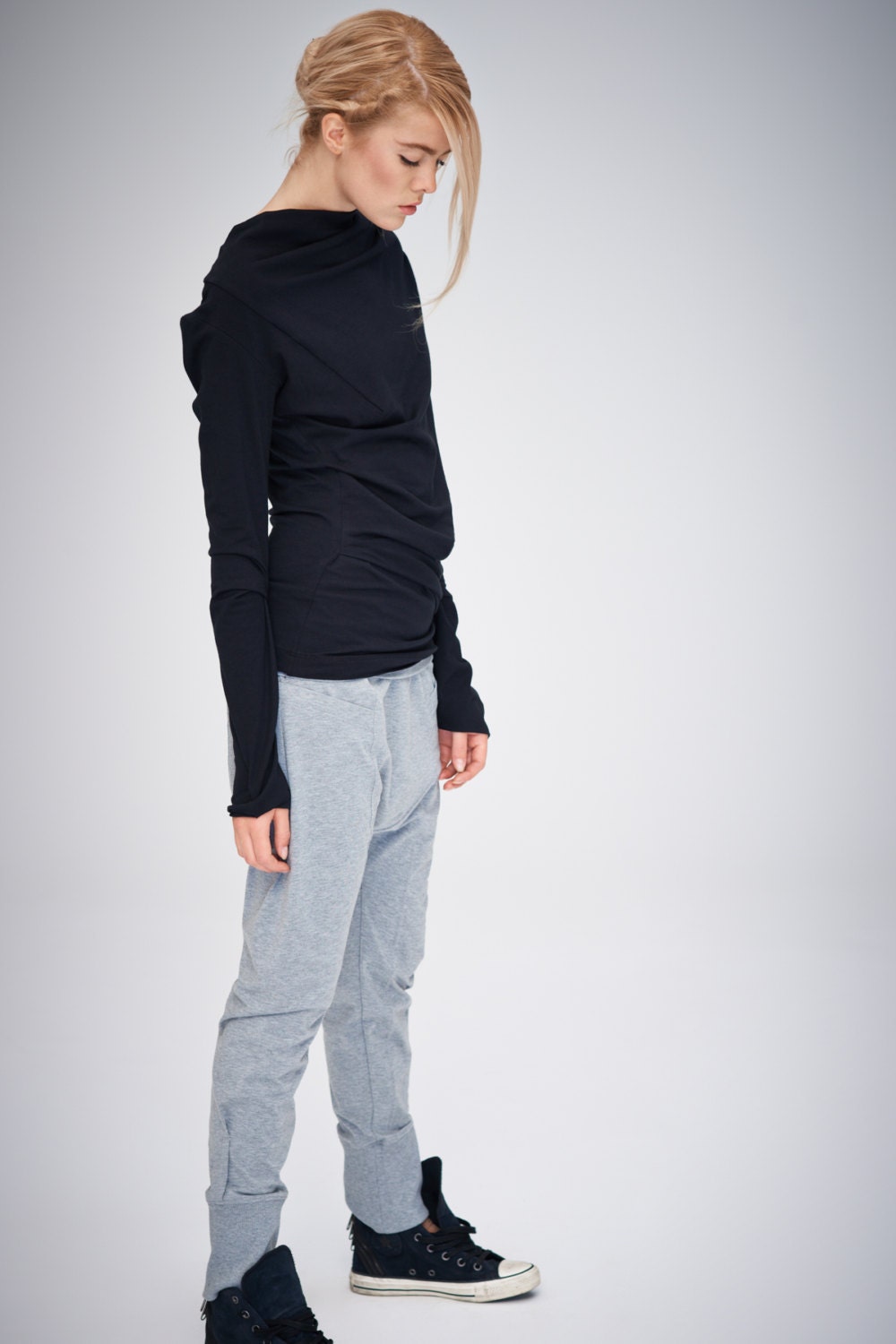 Drop Crotch Pants / Gray Yoga Pants /Yoga Wear / Yoga Clothes / Cotto…