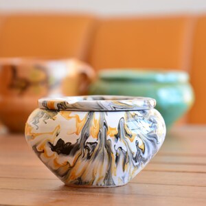 handmade clay ashtray marble design