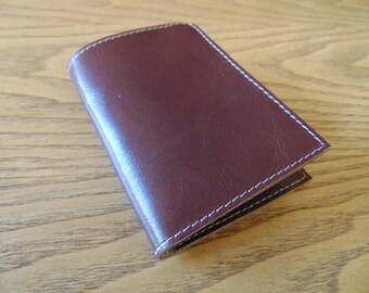 Cartera de cuero, cartera de piel de vaca marrón para hombre, cartera delgada de cuero con bolsillo frontal, tarjetero, cartera de viaje con múltiples tarjetas