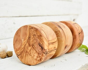 Salière en bois d'olivier, boîte à épices en bois, pot à sucre, salière, cadeau pour maman