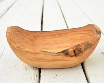 Boat Shaped Salad Fruits Bowl 8.3 X 5.5 X 3.6 Inch, Handcrafted Wooden Rustic Serving Bowl #12 2023