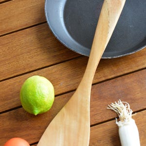 Handmade Eucalyptus Wood Spatula: Kitchen Cooking Utensil, Sharp Edge