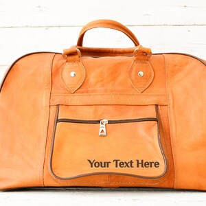 Camel Leather Travel Bag for Men & Women / Weekender Overnight Duffel Luggage Leather Handbag, Holiday Gift image 7