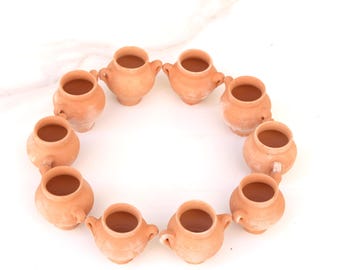 Wedding Favours Mini Terracotta Jars: Rustic Berber Clay Pots, Set of 10 | Handmade Mediterranean, Natural Unglazed | 2.36in Diameter