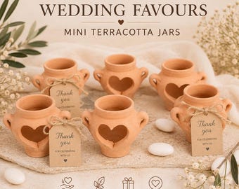 Mini Terracotta Jars Wedding Favors : Set of 10 Rustic Berber Boho Decor (2.36in Diameter)