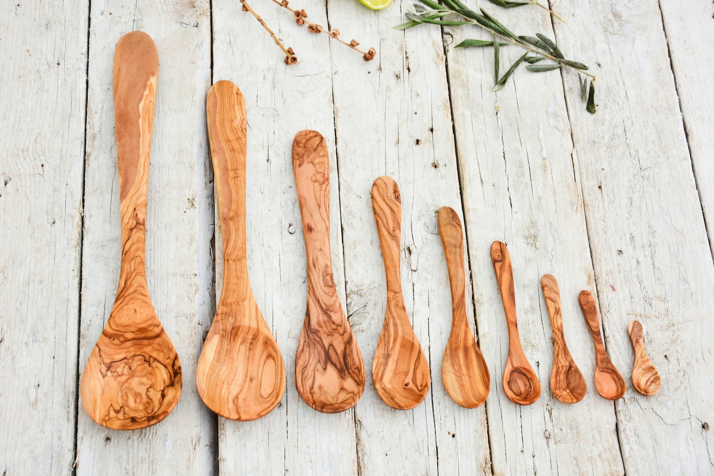オリーブウッドスプーン9本セット、キッチン調理器具、クリスマス