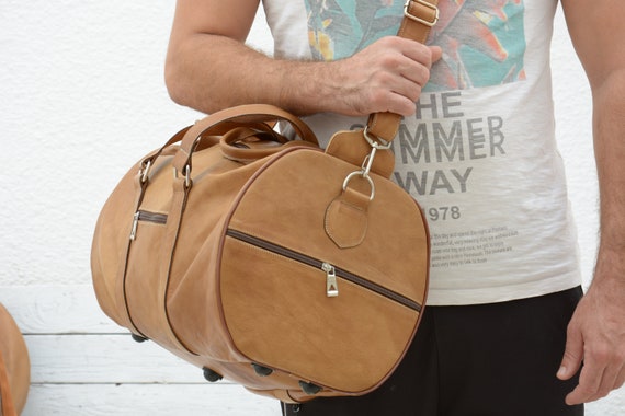Leather Duffel Bag for Mens & Womens Light Brown Luggage Bag ,weekend Bag,  Personalized Engraved Gift Bag, Holiday Gift - Etsy