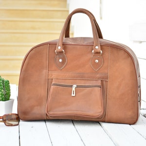 Men & Women Dark Brown Leather Travel Bag / Weekender Overnight Duffel Luggage Leather Handbag / Groomsmen gift, Holiday Gift image 9