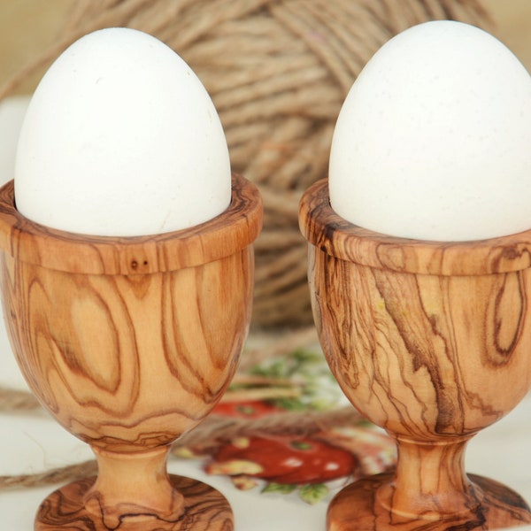 Unique Rustic Egg Cup Set, Hand-carved wooden egg holder set, Handcrafted wood egg holders